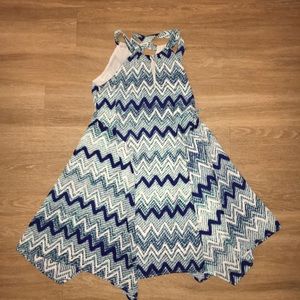 Chevron blue and teal summer dress